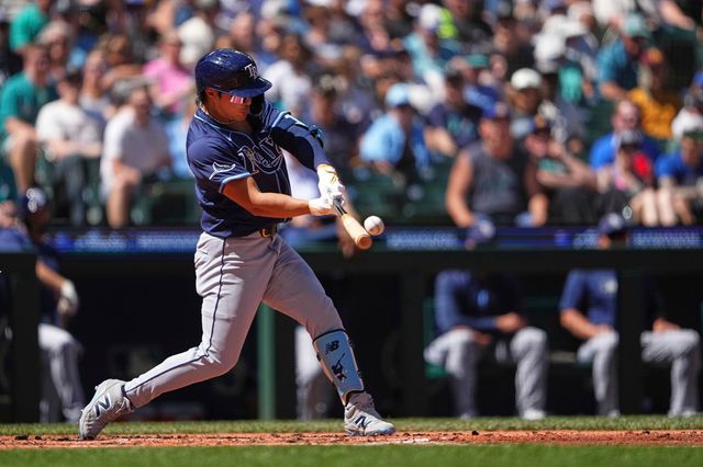 탬파베이 레이스 김하성이 올해 미국 메이저리그 정규시즌 경기에서 타격하고 있다. AP 연합뉴스