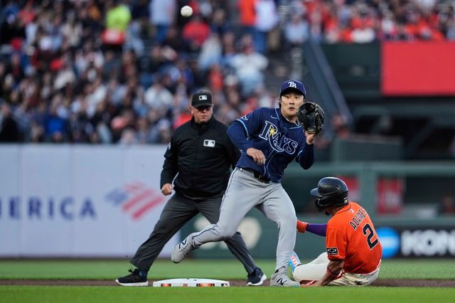 탬파베이 레이스 김하성이 올해 미국 메이저리그 정규시즌 경기에 출전해 수비하고 있다. AP 연합뉴스