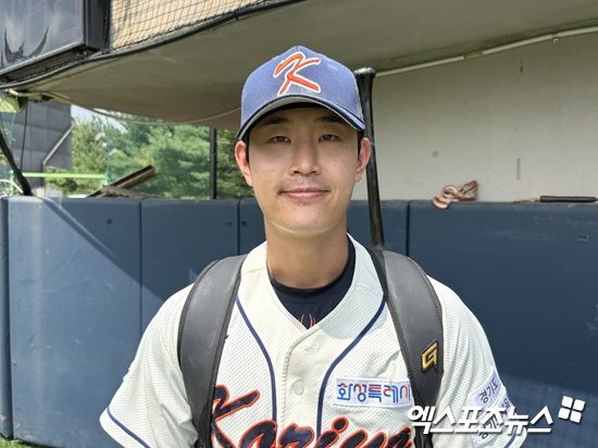 화성시 코리요 강동우가 18일 고양 국가대표야구훈련장에서 2026 KBO 신인드래프트 트라이아웃이 끝난 뒤 취재진과 인터뷰에 응하고 있다. 엑스포츠뉴스 고양, 김유민 기자