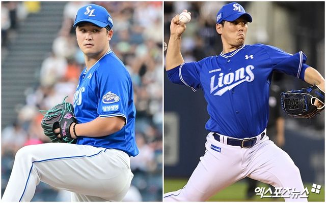삼성 라이온즈 투수 최원태(오른쪽)와 김재윤이 2025시즌 전반기 부진을 딛고 후반기 나란히 반등에 성공했다. 사진 엑스포츠뉴스 DB