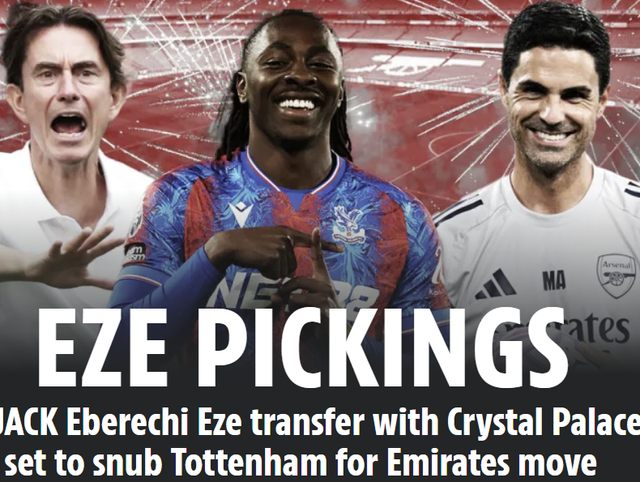 ​​토트넘이 결국 패했다. '이적시장 북런던 더비'에서 고개를 들 수 없는 참패를 당했다. 영국 공영방송으로, 이적시장 신뢰도가 가장 높은 BBC가 윙어 에체베리 에제의 아스널 입단 소식을 알렸다. BBC는 '아스널이 에제를 데려오기 위해 크리스털 팰리스와 기본 합의를 마쳤다. 이적료는 6000만 파운드(약 1128억원)에 옵션 조항 800만 파운드(150억원)'라고 21일 보도했다. 에제는 1~2일 전만 해도 토트넘행이 유력했으나 막판 아스널이 끼어들면서 행선지를 바꿨다. 더선