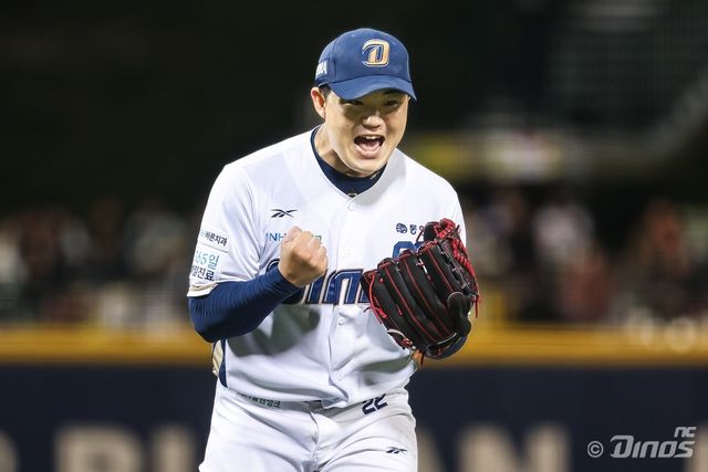 NC 다이노스 우완 영건 김녹원이 23일 창원NC파크에서 열린 2025 신한 SOL BAnk KBO리그 롯데와의 팀 간 13차전에 선발등판, 5이닝 1실점으로 승리투수가 됐다. 사진 NC 다이노스