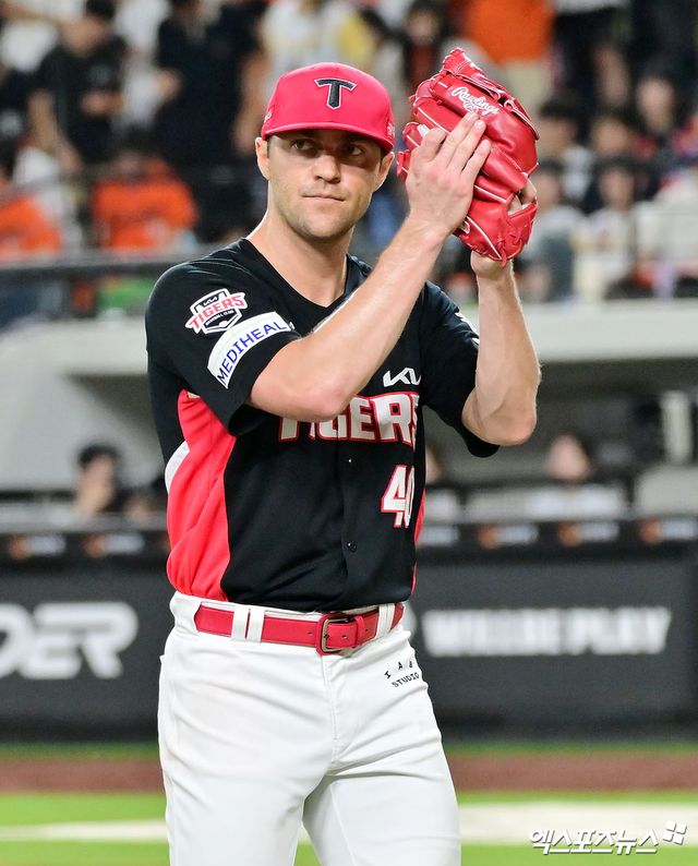 KIA 타이거즈 에이스 제임스 네일이 지난 5일 부산 사직야구장에서 열린 2025 신한 SOL Bank KBO리그 롯데 자이언츠와의 팀 간 13차전에 선발등판, 6이닝 무실점으로 팀 승리를 이끌었다. 사진 엑스포츠뉴스 DB