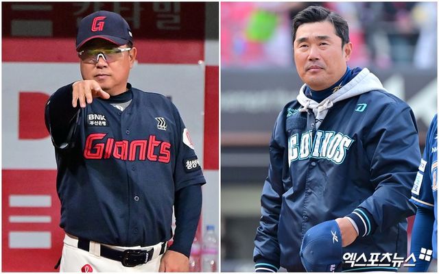 김태형(왼쪽) 감독이 이끄는 롯데 자이언츠와 이호준 감독이 이끄는 NC 다이노스가 23일 창원 문수야구장에서 2025시즌 마지막 낙동강 더비를 펼친다. 사진 엑스포츠뉴스 DB