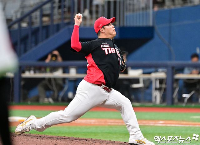 KIA 타이거즈 조상우가 24일 서울 고척스카이돔에서 열린 2025 신한 SOL Bank KBO리그 키움 히어로즈와의 팀 간 16차전에서 1이닝 무실점으로 시즌 28홀드를 기록했다. 사진 엑스포츠뉴스
