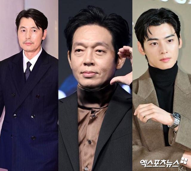 배우 정우성, 박지환, 차은우.