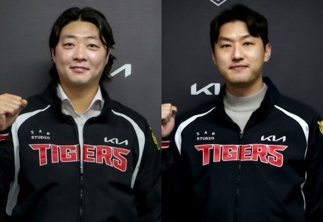 KIA 타이거즈가 21일 FA 투수 김범수(왼쪽)와 계약 기간 3년에 계약금 5억원, 연봉 12억원, 인센티브 3억원 등 총액 20억원에 계약을 맺었다. 투수 홍건희(오른쪽)와는 연봉 6억5000만원, 인센티브 5000만원 등 총액 7억원에 1년 계약을 체결했다. KIA 타이거즈