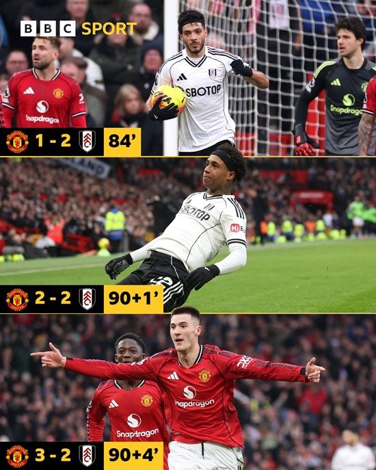 구단 레전드 마이클 캐릭을 임시 감독으로 앉힌 맨체스터 유나이티드가 올드 트래퍼드를 열광의 도가니로 만들었다. 후반 추가시간에 터진 베냐민 세슈코의 결승골에 힘입어 풀럼을 꺾고 파죽의 리그 3연승을 질주했다. 3연승을&nbsp;달린 맨유는 후벵 아모림 전 감독 체제에서 기록했던 최다 연승 기록과 타이를 이뤘다. BBC