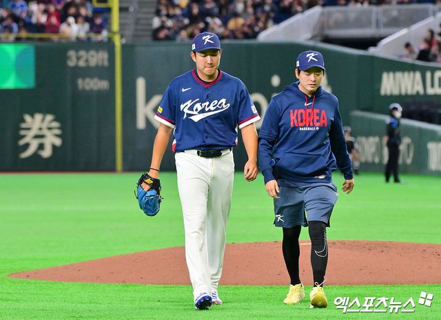 9일 오후 일본 도쿄돔에서 열린 2026 월드베이스볼클래식(WBC) C조 한국과 호주의 경기, 2회말 한국 손주영이 마운드를 내려오고 있다. 도쿄, 김한준 기자