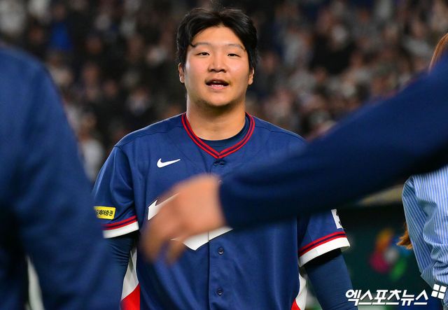 9일 오후 일본 도쿄돔에서 열린 2026 월드베이스볼클래식(WBC) C조 한국과 호주의 경기, 한국이 호주에 7:2로 승리하며 17년 만에 대회 2라운드 진출에 성공했다. 한국 문보경이 기뻐하고 있다. 도쿄, 김한준 기자