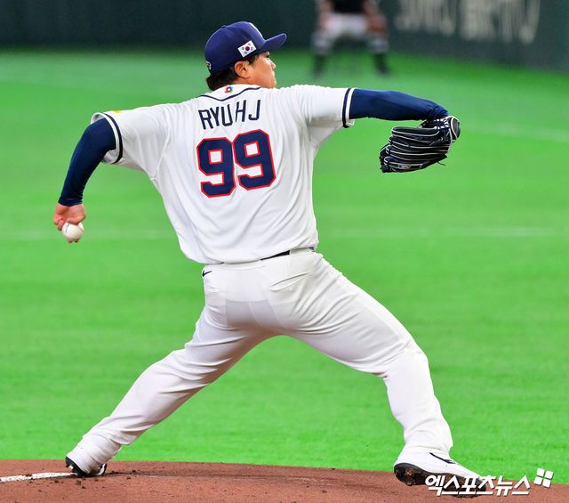 오는 14일 도미니카 공화국과의 2026 월드베이스볼클래식(WBC) 8강전에 선발투수로 나서는 류현진. 엑스포츠뉴스 DB