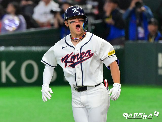 8일 오후 일본 도쿄돔에서 열린 2026 월드베이스볼클래식(WBC) C조 한국과 대만의 경기, 6회말 1사 1루 한국 김도영이 투런 홈런을 날린 후 기뻐하고 있다. 엑스포츠뉴스 DB