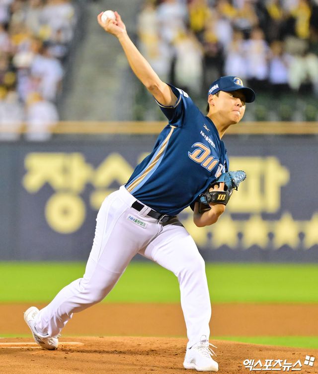 NC 다이노스 우완 김태경이 한화 이글스 류현진이 23일 대전 한화생명 볼파크에서 열린 2026 KBO 시범경기 한화 이글스전에 선발등판, 2.1이닝 8실점 7자책으로 부진했다. 사진 엑스포츠뉴스 DB