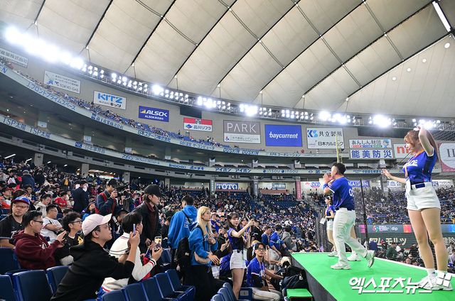 5일 오후 일본 도쿄돔에서 열린 2026 월드베이스볼클래식(WBC) C조 대만과 호주의 경기, 대만 치어리더가 열띤 응원을 선보이고 있다. 도쿄, 김한준 기자