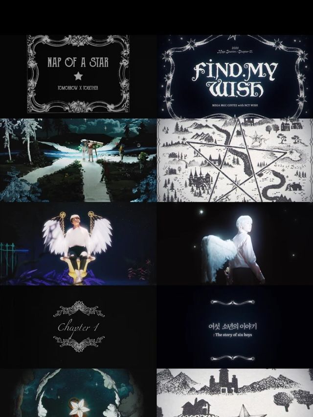 성원모 감독이 공개한 투바투의 '별의 낮잠' 뮤직비디오(좌)와 메가커피 광고 영상(우)