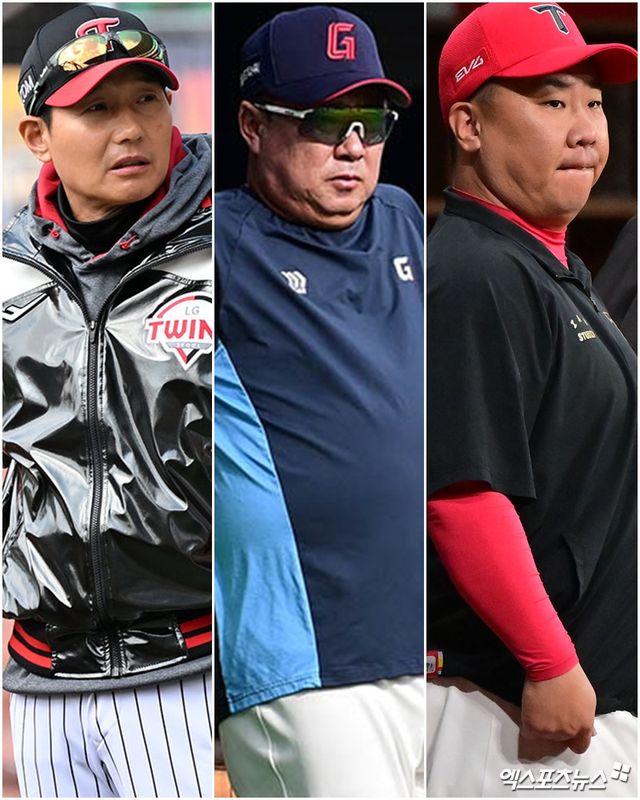 (왼쪽부터) 염경엽 LG 트윈스 감독, 김태형 롯데 자이언츠 감독, 이범호 KIA 타이거즈 감독. 사진 엑스포츠뉴스 DB
