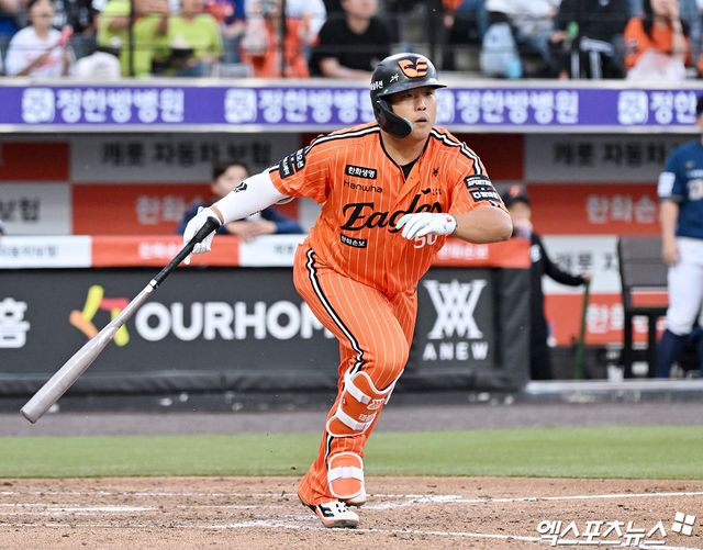 25일 오후 대전 한화생명 볼파크에서 열린 '2026 신한 SOL Bank KBO리그' NC 다이노스와 한화 이글스의 경기, 5회말 2사 2,3루 한화 강백호가 2타점 2루타를 날리고 있다. 엑스포츠뉴스 DB