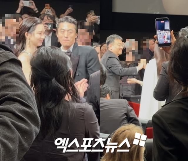 기립 박수를 받고 있는 '군체' 팀.