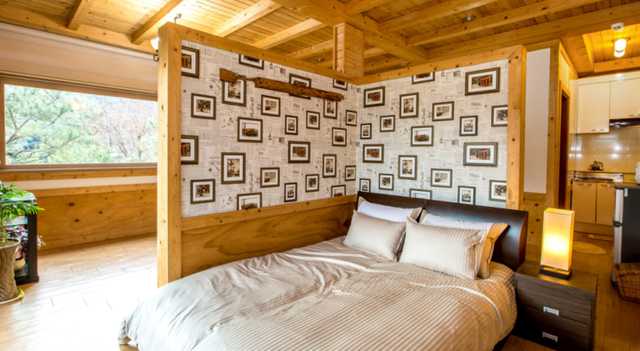 비발디파크 스키장 근처 오르비스펜션 모네 침실