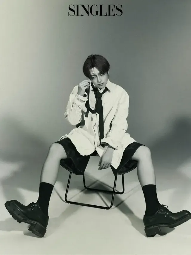 /사진=싱글즈 재팬, 에이티즈 홍중 커버 장식