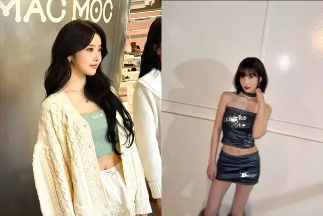 튜브톱 스타일링에서 헤어와 메이크업은 의상과 완벽한 조화를 이루며 전체적인 룩의 완성도를 높이는 핵심 요소가 된다. /사진=시은, 조이 인스타그램