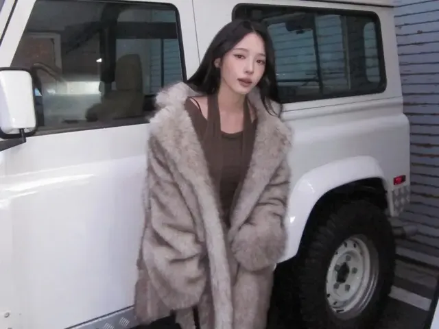 내추럴한 헤어스타일과 은은한 음영 메이크업이 페이크 퍼 코트와 조화를 이루는 노지선의 모습. /사진=노지선 인스타그램 