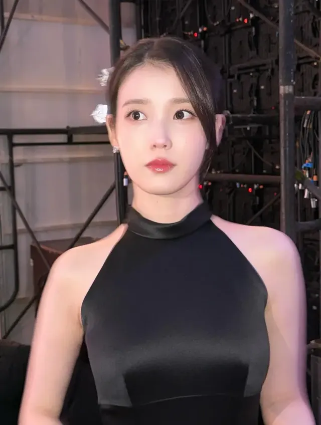 블랙 홀터넥 드레스 | 정갈한 실루엣에 은빛 비녀로 포인트를 준 아이유의 고혹적인 자태 /사진=아이유 인스타그램