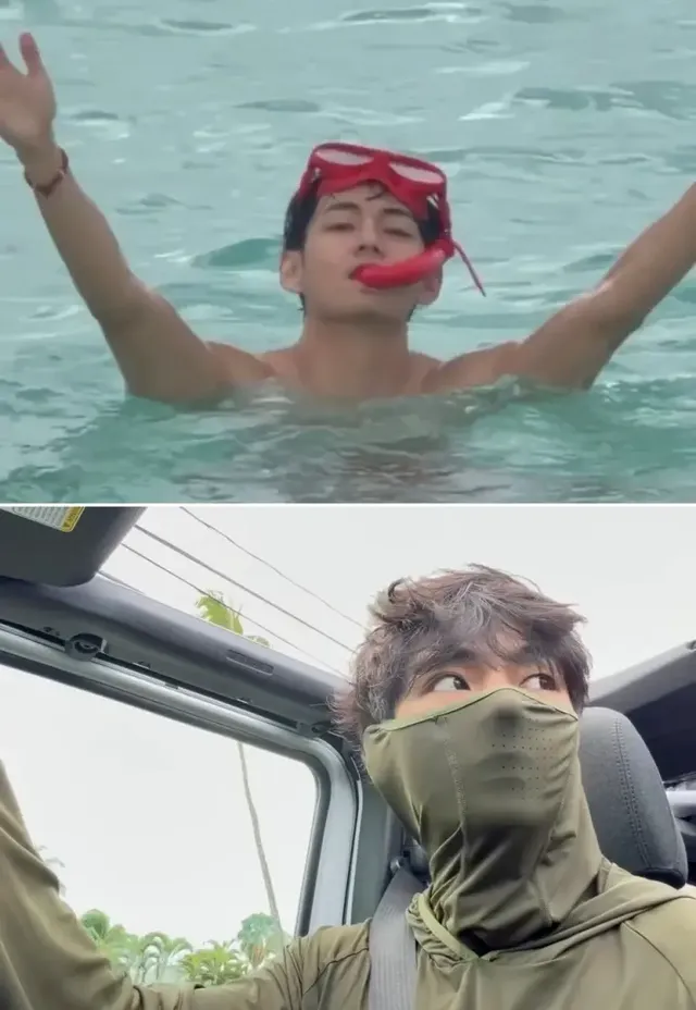 /사진=뷔, 하와이 휴가 모습 공개…‘우가팸’과 우정 과시