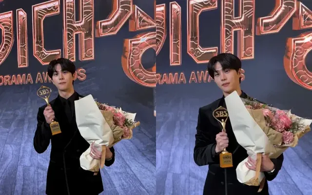 김무준, 2025 SBS 연기대상 신인상 수상 | 따뜻한 미소가 트로피를 더욱 빛나게 한다 /사진=9아토엔터테인먼트