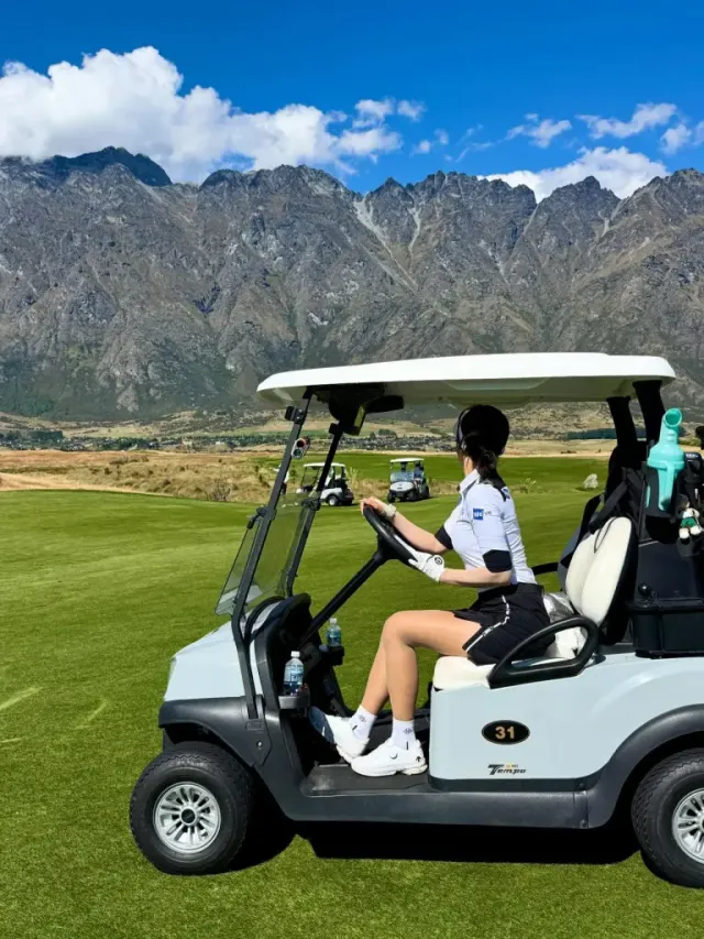 골프 카트를 타고 이동 중인 유효주의 옆모습 | 훈련장 이동조차 화보로 만드는 독보적인 옆라인 /사진=유효주 인스타그램