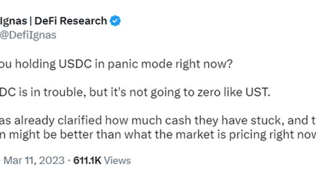 USD코인, 테라USD와 같은 운명 겪지 않을 것…페깅 곧 회복할 것