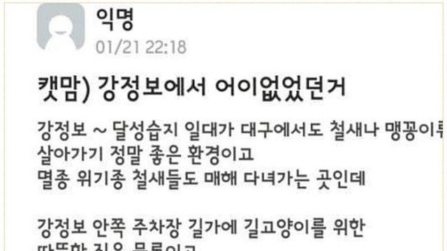 멸종 위기종 철새도래지에 냥냥이 급식소 설치한 대구시