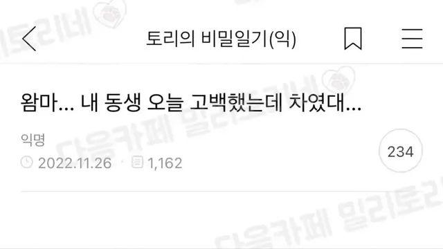 내 동생 고백했는데 차였대...
