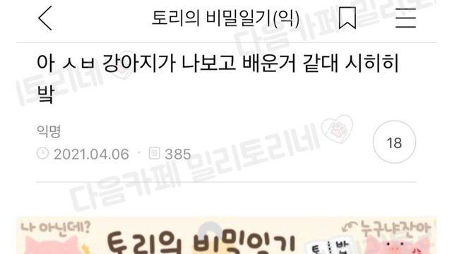 강아지가 나 보고 배운 것 같대,,
