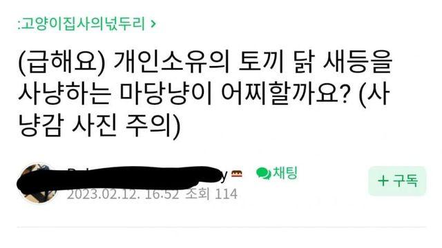 남의집 토끼 사냥하는 고양이 캣맘 반응		…