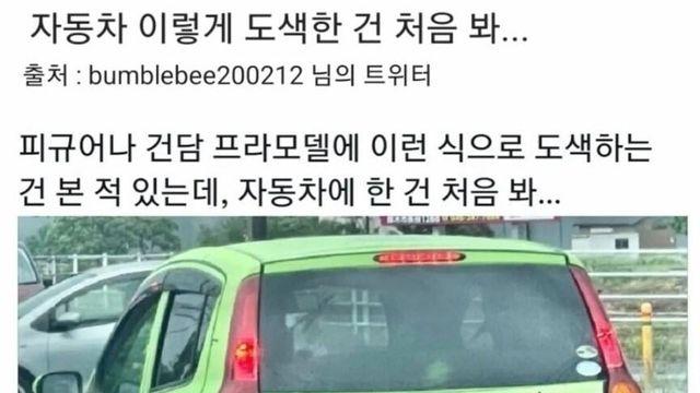 자동차 이렇게 도색한 건 처음 봐...