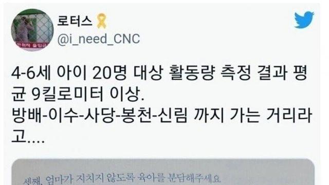 미취학 아동의 평균 활동량⋯