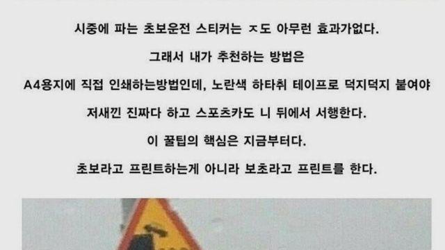초보운전 써놓는건 의외로 쓸모가 없다.jpg!?