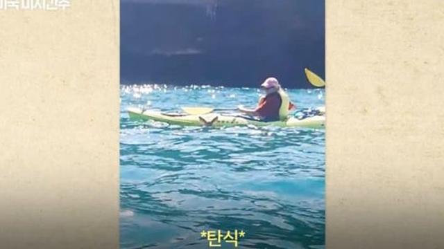 카약 투어 중.. 바다 한가운데서 아기 사슴 발견한 여행객들.jpg