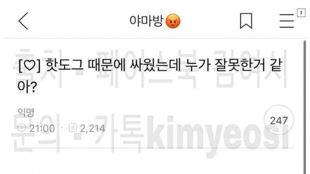 남친하고 핫도그 때문에 싸운 여시