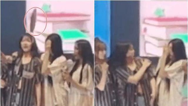 걸그룹 공연 중 팬이 던진 '부채'가 얼굴로…'위험천만' 행동 사과 [엑's 이슈]