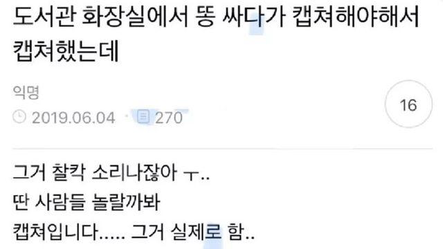 화장실에서 똥 싸고 캡쳐한 사람..