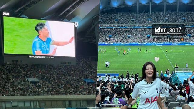 강소연, 너무 짧은 핫팬츠에 드러난 탄탄한 꿀벅지…축구장 찾은 여신