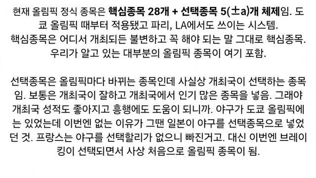 2028년 미국 LA올림픽에서 추가되는 종목들