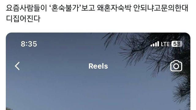 요즘 사람들이 '혼숙불가' 보고 왜 혼자 숙박 안되냐고 문의한대.twt..