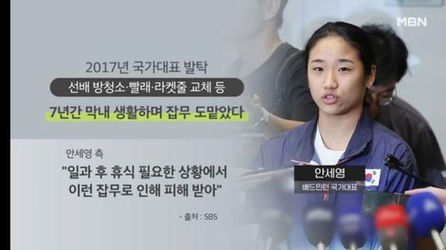 세계랭킹 1위의 국가대표 악습 호소문..