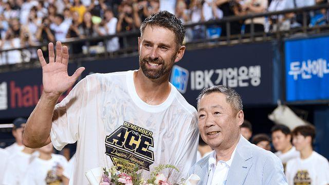 니퍼트 은퇴식, 회장님까지 깜짝 등장…레전드 향한 예우 '순도 100%' [잠실 현장]