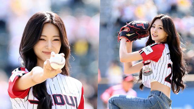 '시구 여신강림' 트와이스 쯔위, 크롭트 유니폼+청바지 찰떡 비주얼