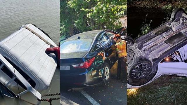 아파트 단지 달리던 승용차, 3m 아래로 추락 (부산)