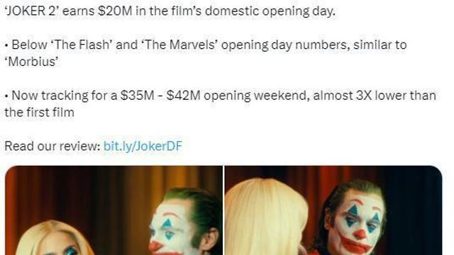 '조커: 폴리 아 되' 흥행 빨간불